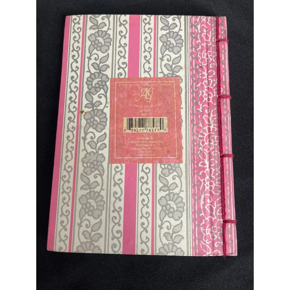 Aria Grace Collection Pink Floral Stripe Hardcover Journal 5x7 60 Sheets 878577